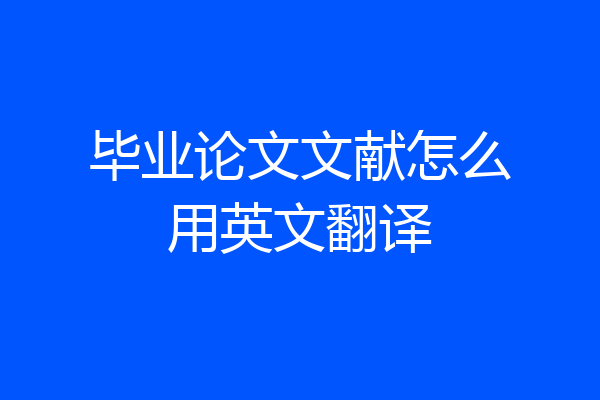 毕业论文文献怎么用英文翻译