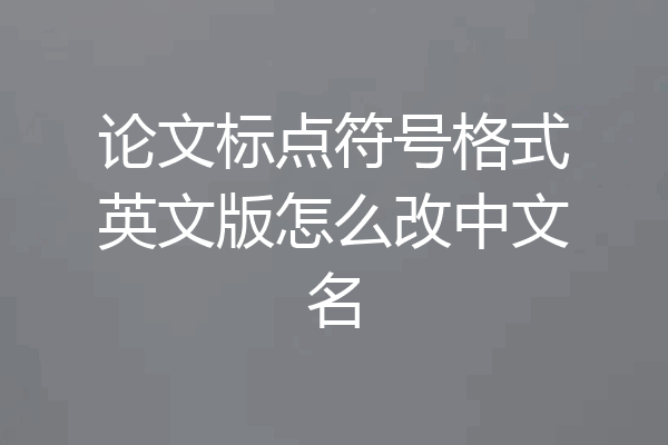 论文标点符号格式英文版怎么改中文名