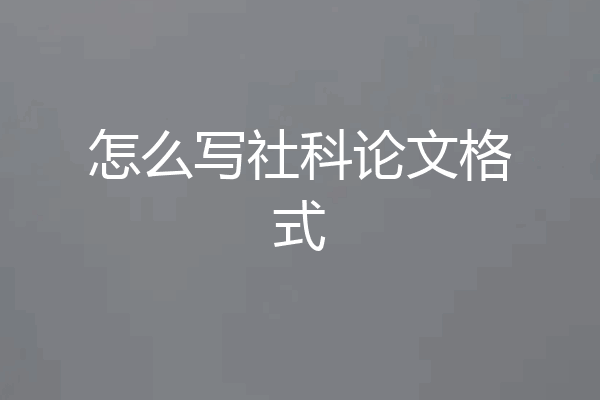 怎么写社科论文格式