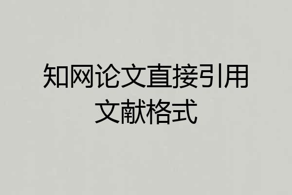 知网论文直接引用文献格式