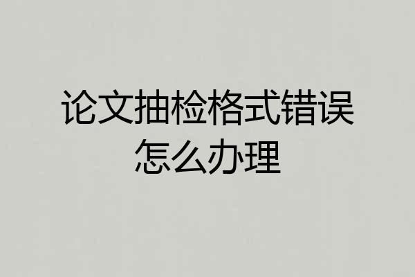 论文抽检格式错误怎么办理