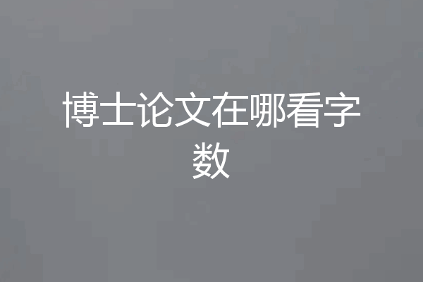博士论文在哪看字数