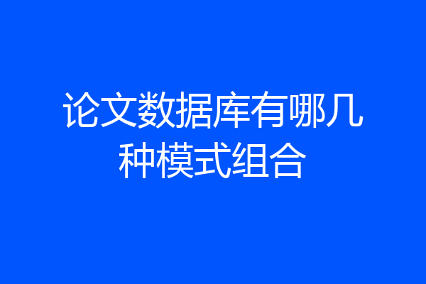 论文数据库有哪几种模式组合
