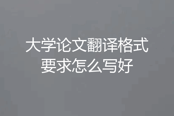 大学论文翻译格式要求怎么写好