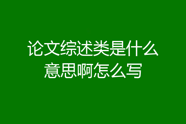 论文综述类是什么意思啊怎么写
