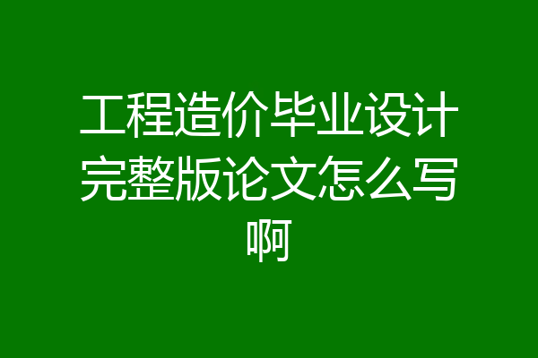工程造价毕业设计完整版论文怎么写啊
