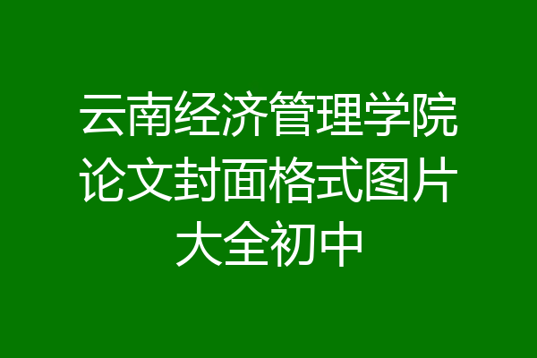 云南经济管理学院论文封面格式图片大全初中