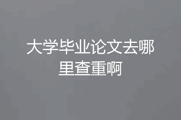 大学毕业论文去哪里查重啊