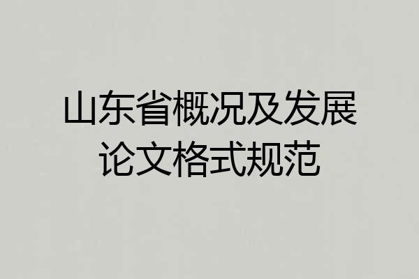 山东省概况及发展论文格式规范
