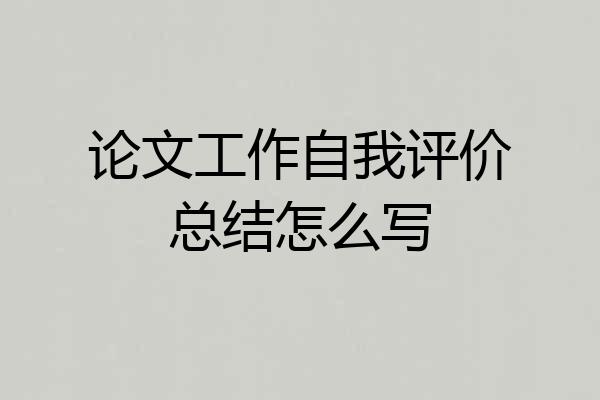 论文工作自我评价总结怎么写