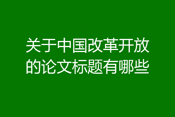 关于中国改革开放的论文标题有哪些