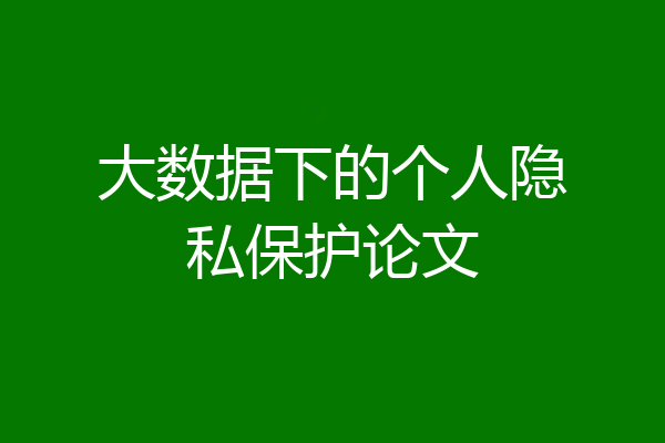 大数据下的个人隐私保护论文