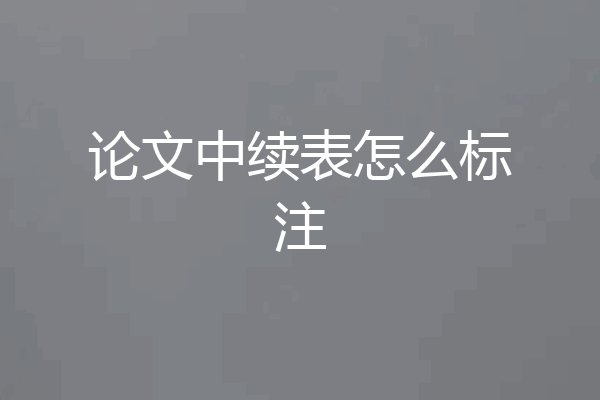论文中续表怎么标注