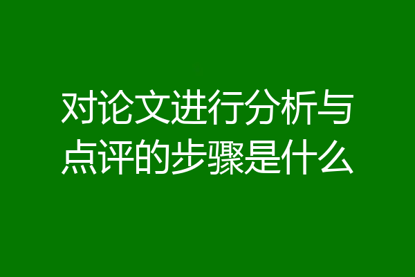 对论文进行分析与点评的步骤是什么