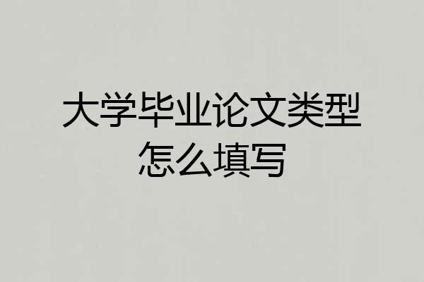 大学毕业论文类型怎么填写