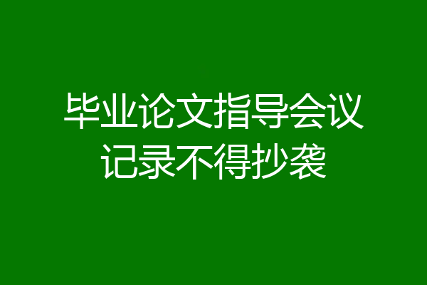 毕业论文指导会议记录不得抄袭