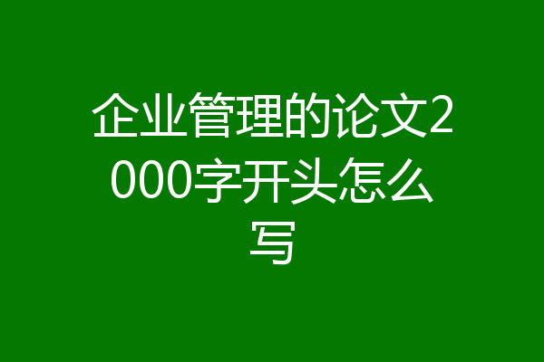 企业管理的论文2000字开头怎么写