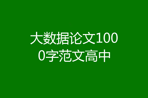 大数据论文1000字范文高中