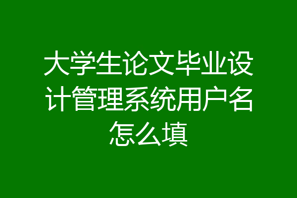 大学生论文毕业设计管理系统用户名怎么填