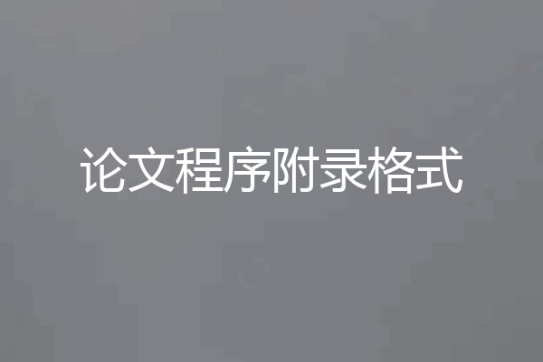 论文程序附录格式