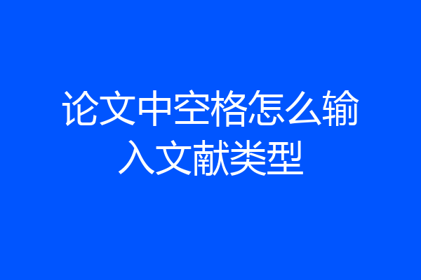 论文中空格怎么输入文献类型