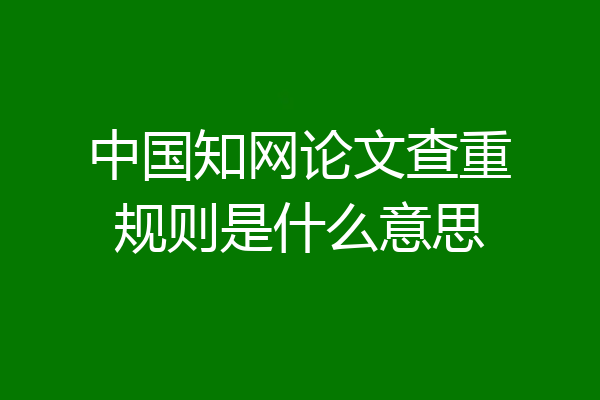 中国知网论文查重规则是什么意思