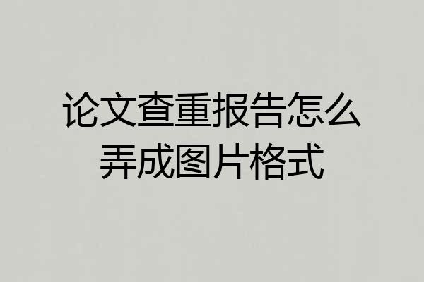 论文查重报告怎么弄成图片格式