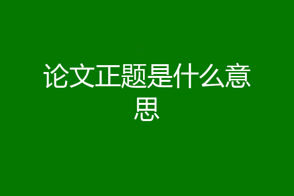 论文正题是什么意思