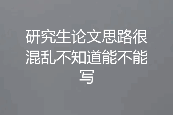 研究生论文思路很混乱不知道能不能写