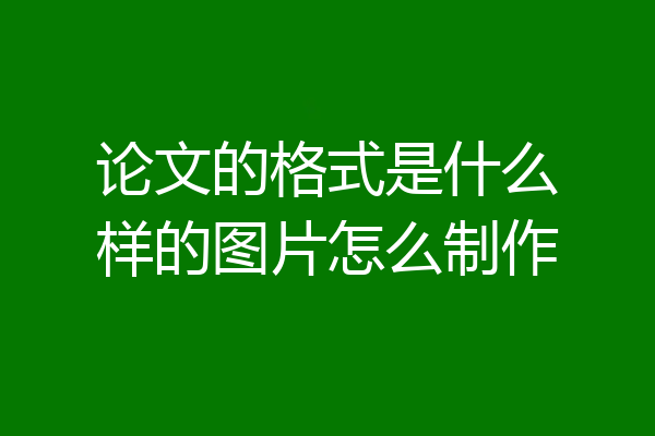 论文的格式是什么样的图片怎么制作