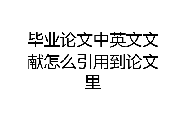 毕业论文中英文文献怎么引用到论文里