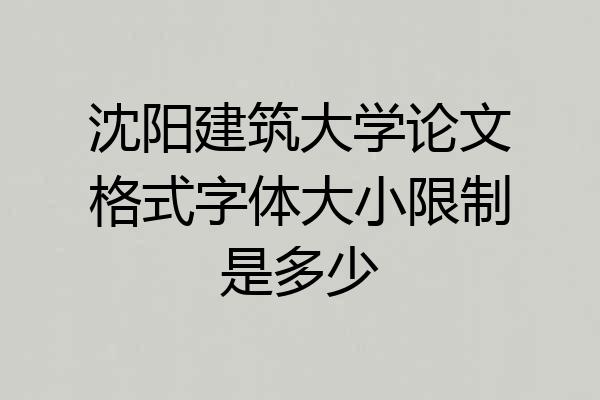 沈阳建筑大学论文格式字体大小限制是多少