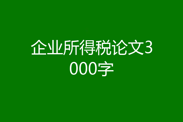 企业所得税论文3000字
