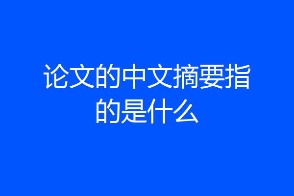论文的中文摘要指的是什么