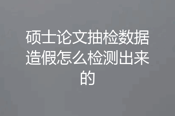 硕士论文抽检数据造假怎么检测出来的