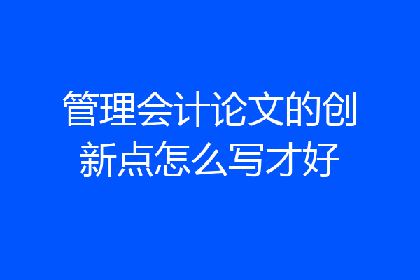 管理会计论文的创新点怎么写才好