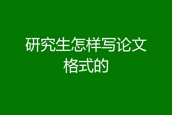 研究生怎样写论文格式的