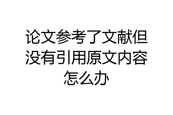 论文参考了文献但没有引用原文内容怎么办