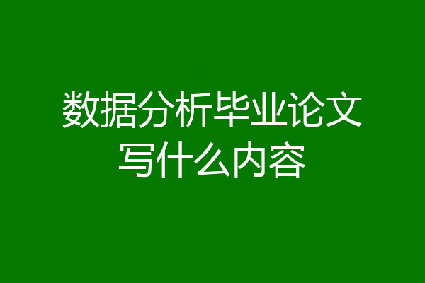 数据分析毕业论文写什么内容