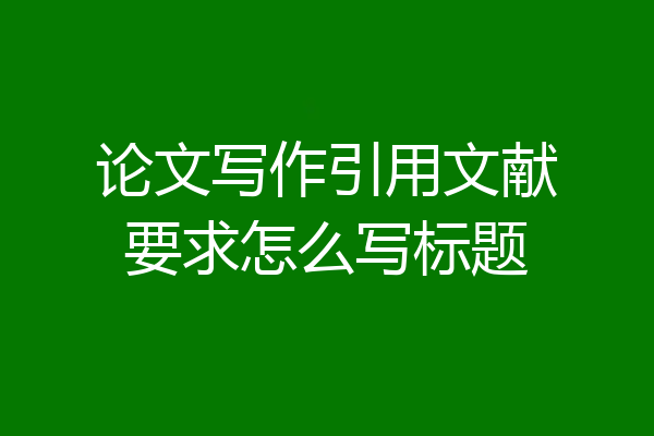 论文写作引用文献要求怎么写标题