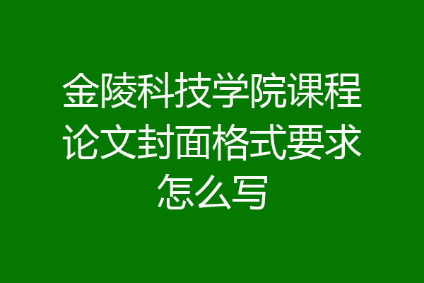 金陵科技学院课程论文封面格式要求怎么写