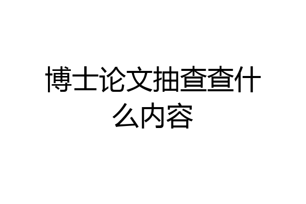 博士论文抽查查什么内容