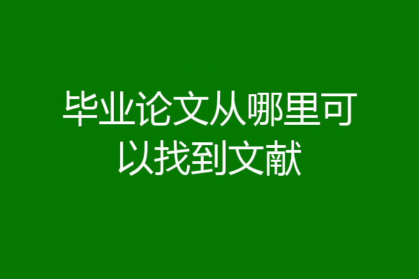 毕业论文从哪里可以找到文献