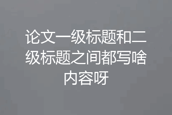 论文一级标题和二级标题之间都写啥内容呀