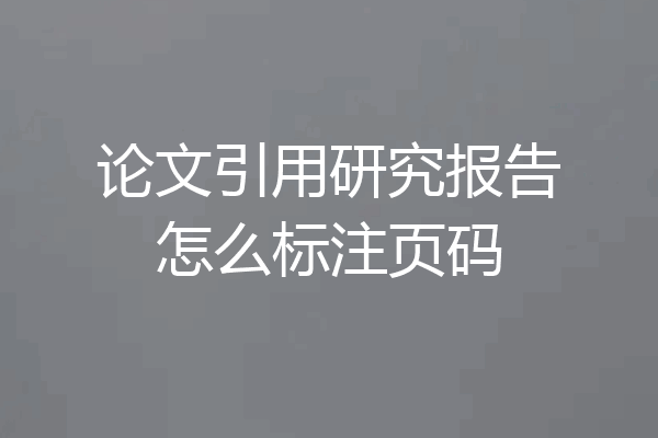 论文引用研究报告怎么标注页码
