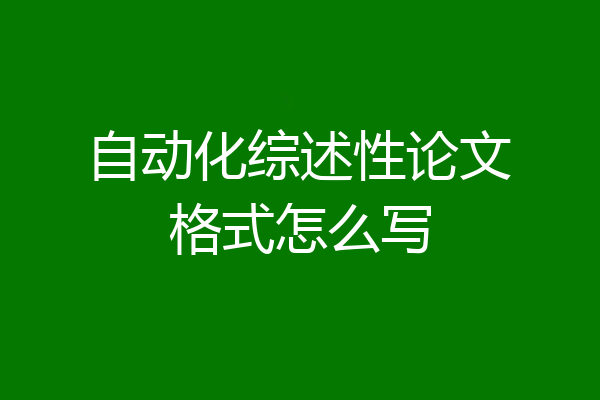 自动化综述性论文格式怎么写