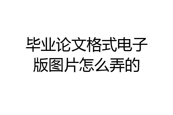 毕业论文格式电子版图片怎么弄的