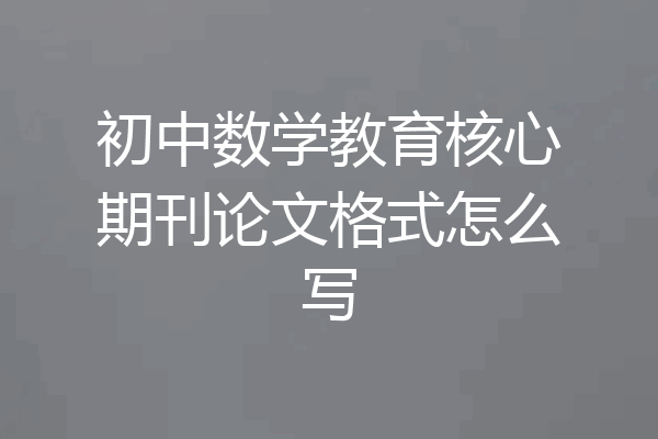 初中数学教育核心期刊论文格式怎么写
