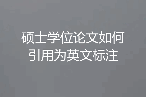 硕士学位论文如何引用为英文标注
