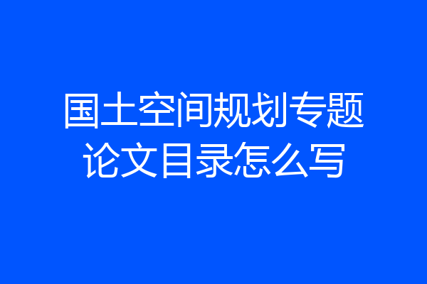 国土空间规划专题论文目录怎么写